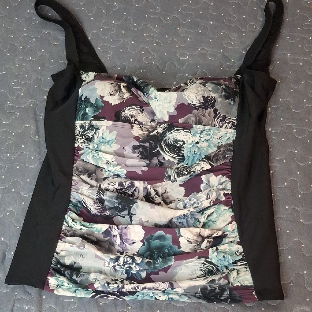 Gloria Vanderbilt Floral Print Women's Tankini Swim Top size 12